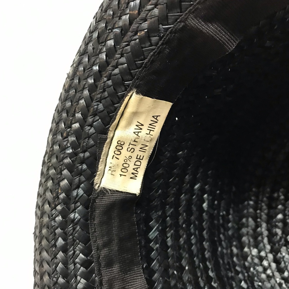Vintage Black Braided Straw Women's Hat - Picture 4 of 4